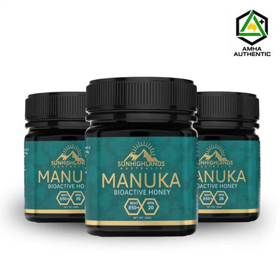 Manuka Honey MGO 850+ (EQV  UMF 20+) | 3 Jars of 250g | Prime Bundle