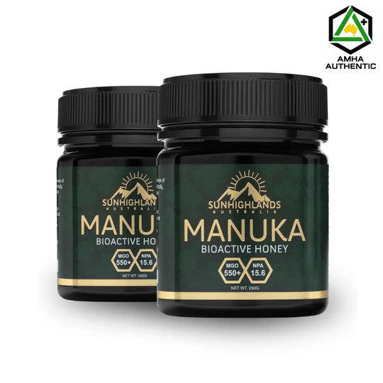 Manuka Honey MGO 550+ (EQV UMF 15.6+) | 2 Jars of 250g | Classic Bundle