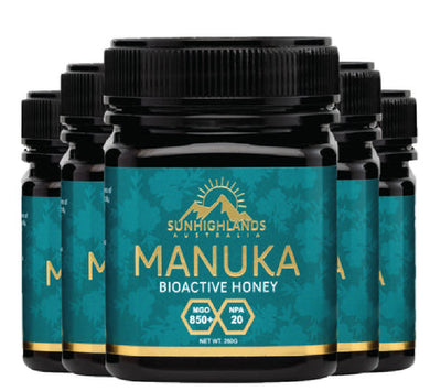 MGO 850+ Manuka Honey Premium Bundle - 5 Jars - Australian Certified