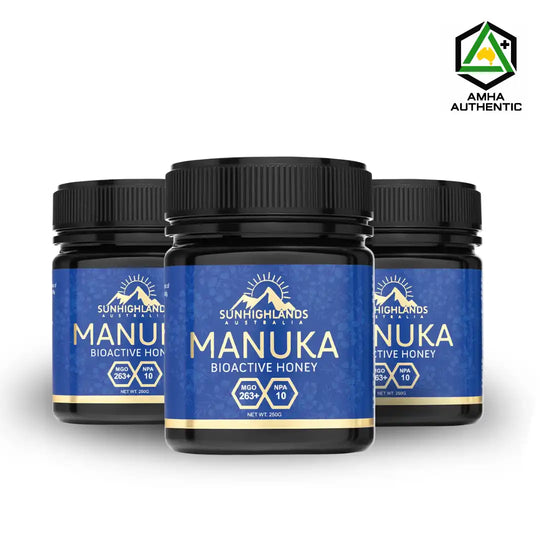 Manuka Honey MGO 263+ (EQV UMF 10+) | 3 Jars of 250g | Prime Bundle
