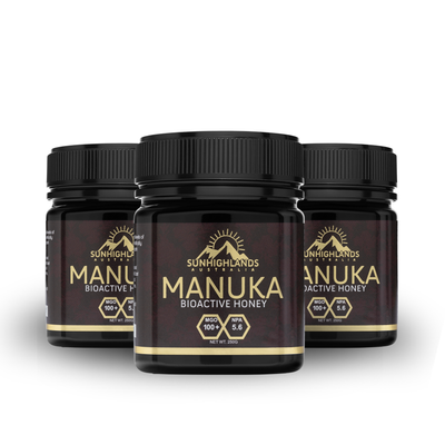 Manuka Honey MGO 100+ (EQV UMF 6+) | 3 Jars of 250g | Prime Bundle