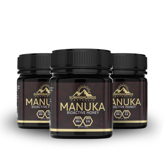 Manuka Honey MGO 100+ (EQV UMF 6+) | 3 Jars of 250g | Prime Bundle