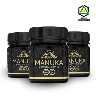 Manuka Honey MGO 1500+ (EQV UMF 28+) | 3 Jars of 250g | Prime Bundle