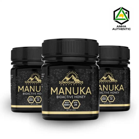 Manuka Honey MGO 1500+ (EQV UMF 28+) | 3 Jars of 250g | Prime Bundle