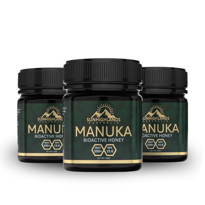 Manuka Honey MGO 550+ (EQV UMF 16+) | 3 Jars of 250g | Prime Bundle