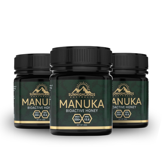 Manuka Honey MGO 550+ (EQV UMF 16+) | 3 Jars of 250g | Prime Bundle