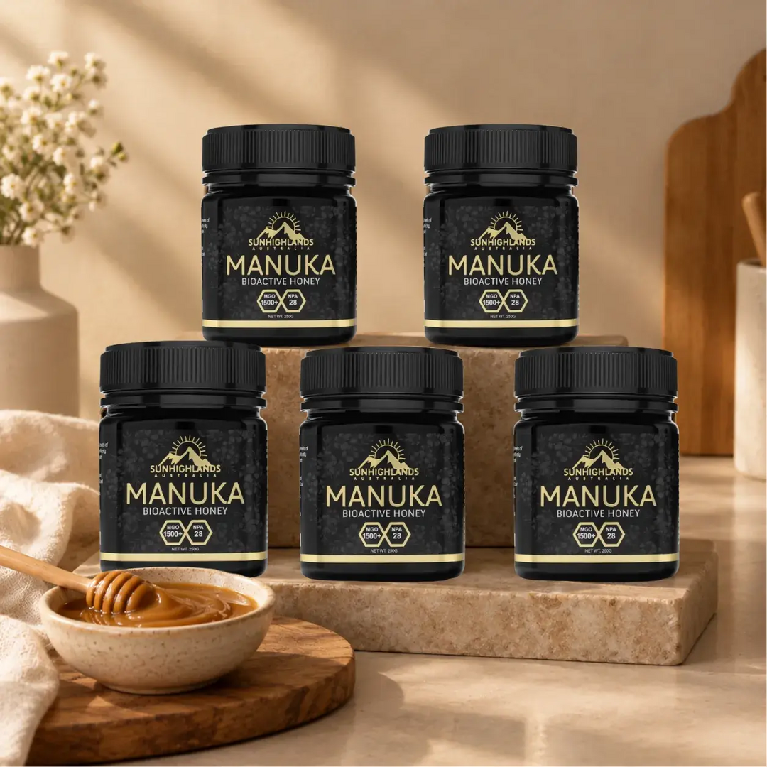 Manuka Honey MGO 1500+ (EQV UMF 28+) | 5 Jars of 250g | Premium Bundle