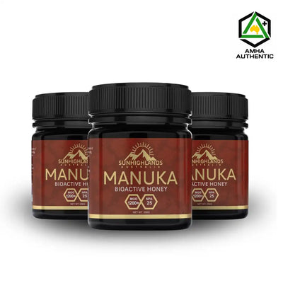 Manuka Honey MGO 1200+ (EQV  UMF 25+) | 3 Jars of 250g | Prime Bundle