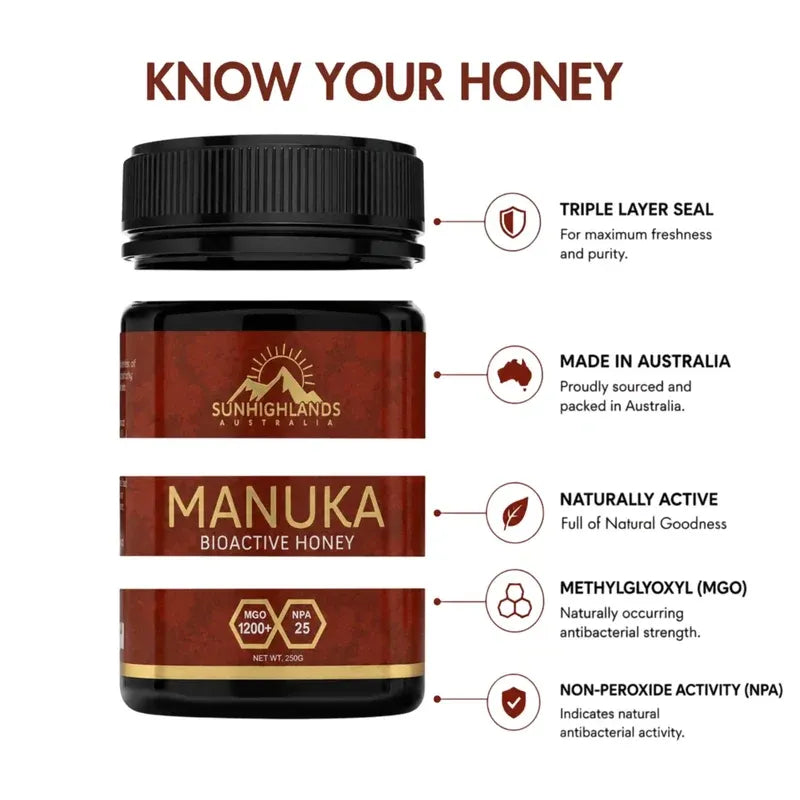 Manuka Honey MGO 1200+ (EQV UMF 25+) | 1 Jar of 250g