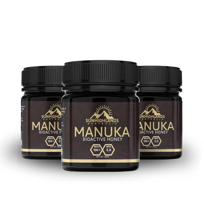 Manuka Honey MGO 100+ (EQV UMF 6+) | 3 Jars of 250g | Prime Bundle