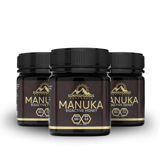 Manuka Honey MGO 100+ (EQV UMF 6+) | 3 Jars of 250g | Prime Bundle