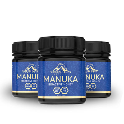 Manuka Honey MGO 263+ (EQV UMF 10+) | 3 Jars of 250g | Prime Bundle