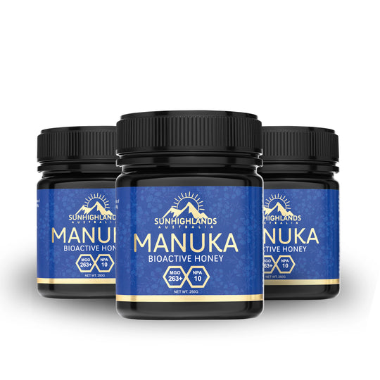 Manuka Honey MGO 263+ (EQV UMF 10+) | 3 Jars of 250g | Prime Bundle