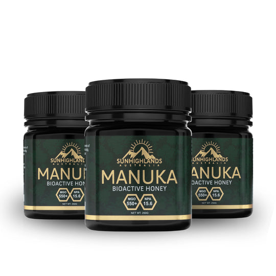 Manuka Honey MGO 550+ (EQV UMF 16+) | 3 Jars of 250g | Prime Bundle