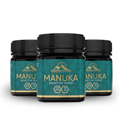 Manuka Honey MGO 850+ (EQV UMF 20+) | 3 Jars of 250g | Prime Bundle