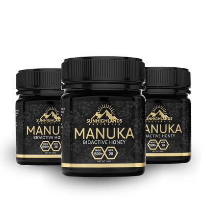Manuka Honey MGO 1500+ (EQV UMF 28+) | 3 Jars of 250g | Prime Bundle
