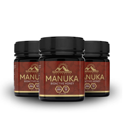 Manuka Honey MGO 1200+ (EQV UMF 25+) | 3 Jars of 250g | Prime Bundle