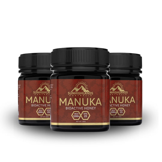 Manuka Honey MGO 1200+ (EQV UMF 25+) | 3 Jars of 250g | Prime Bundle